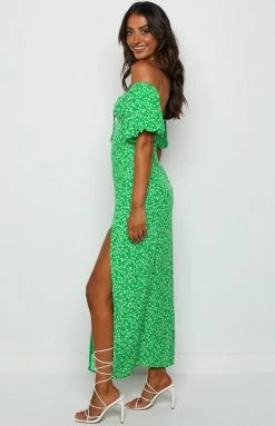 BB Exclusive Meera Green Floral Maxi Dress