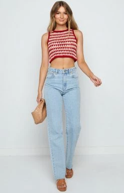 BB Exclusive Melina Red Knit Top Tops