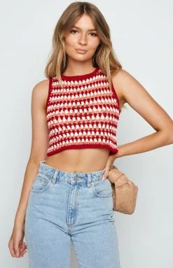 BB Exclusive Melina Red Knit Top Tops