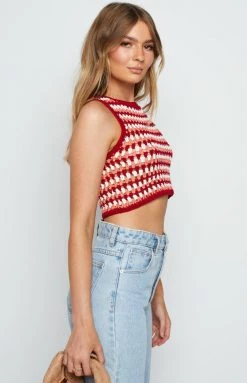 BB Exclusive Melina Red Knit Top Tops