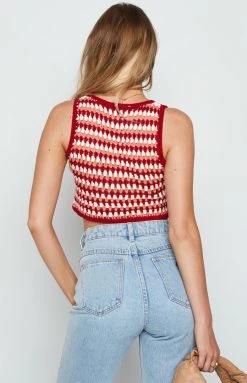 BB Exclusive Melina Red Knit Top Tops