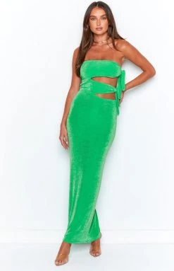 BB Exclusive Dresses Melinda Green Cut Out Maxi Dress