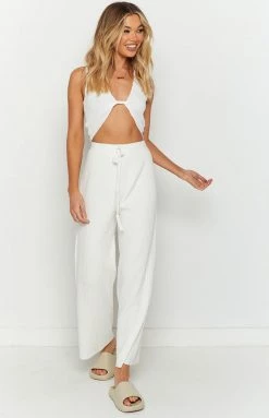 Beginning Boutique Melissa White Knit Pants