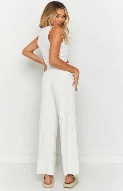 Beginning Boutique Melissa White Knit Pants
