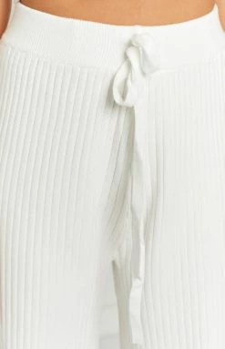 Beginning Boutique Melissa White Knit Pants