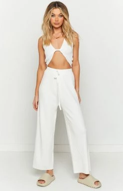 Beginning Boutique Melissa White Knit Pants