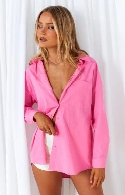 Beginning Boutique Tops Melso Pink Long Sleeve Shirt