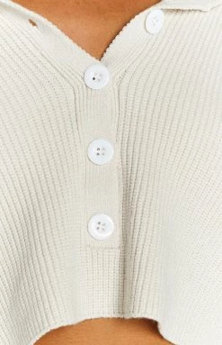 Beginning Boutique Outerwear Metro Beige Buttoned Sweater