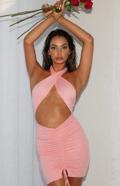 BB Exclusive Mia Cross Neck Dress Pink
