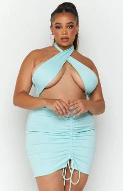 BB Exclusive Mia Cross Neck Dress Blue