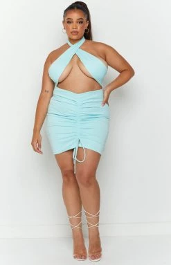 BB Exclusive Mia Cross Neck Dress Blue