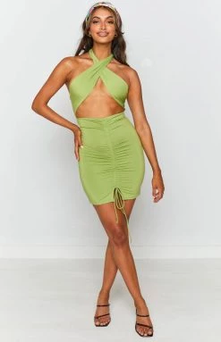 BB Exclusive Dresses Mia Cross Neck Dress Green
