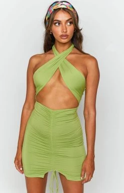 BB Exclusive Dresses Mia Cross Neck Dress Green
