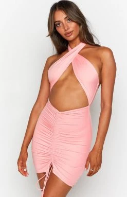 BB Exclusive Mia Cross Neck Dress Pink