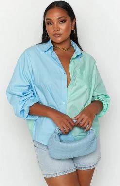 Beginning Boutique Miami Heat Blue Spliced Shirt Tops