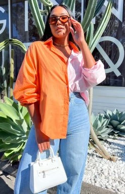 Beginning Boutique Miami Heat Pink Spliced Shirt Tops