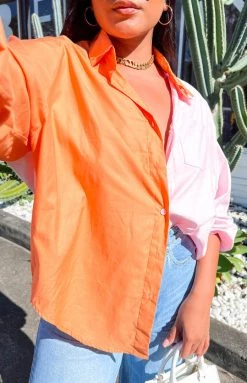 Beginning Boutique Miami Heat Pink Spliced Shirt Tops