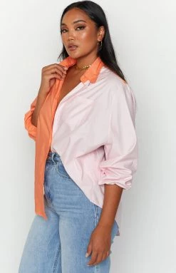 Beginning Boutique Miami Heat Pink Spliced Shirt Tops