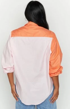 Beginning Boutique Miami Heat Pink Spliced Shirt Tops