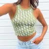 Beginning Boutique Michelle Khaki Print Tank Tops