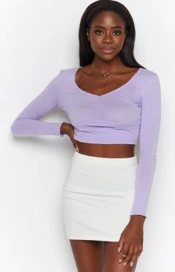 BB Exclusive Tops Michelle Long Sleeve Crop Top Lilac