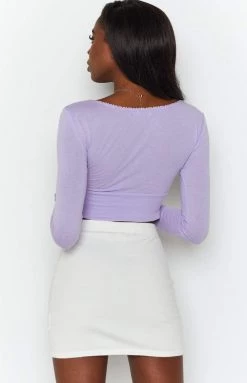 BB Exclusive Tops Michelle Long Sleeve Crop Top Lilac