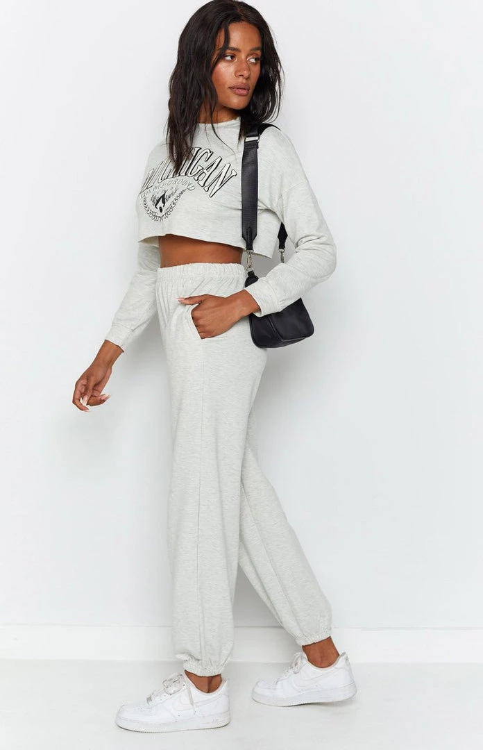 Beginning Boutique Two Piece Sets Michigan Camp Two Piece Lounge Set Grey 6 Beginning Boutique Two Piece Sets Michigan Camp Two Piece Lounge Set Grey