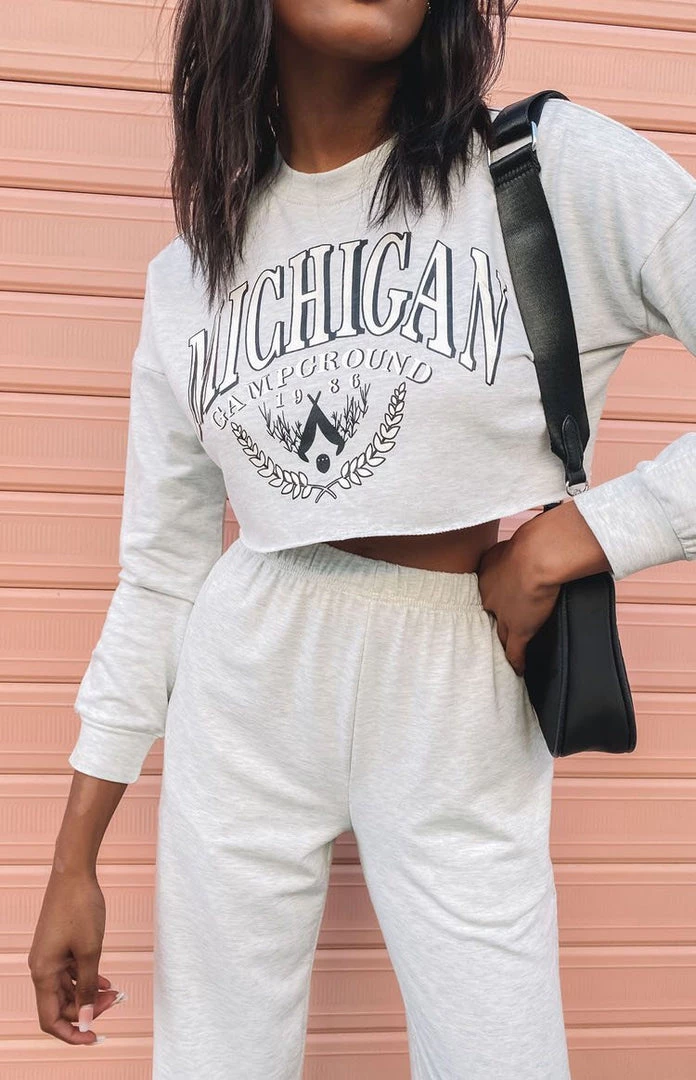 Beginning Boutique Two Piece Sets Michigan Camp Two Piece Lounge Set Grey 10 Beginning Boutique Two Piece Sets Michigan Camp Two Piece Lounge Set Grey