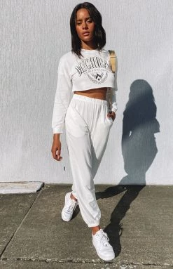 Beginning Boutique Michigan Camp Two Piece Lounge Set White Two Piece Sets