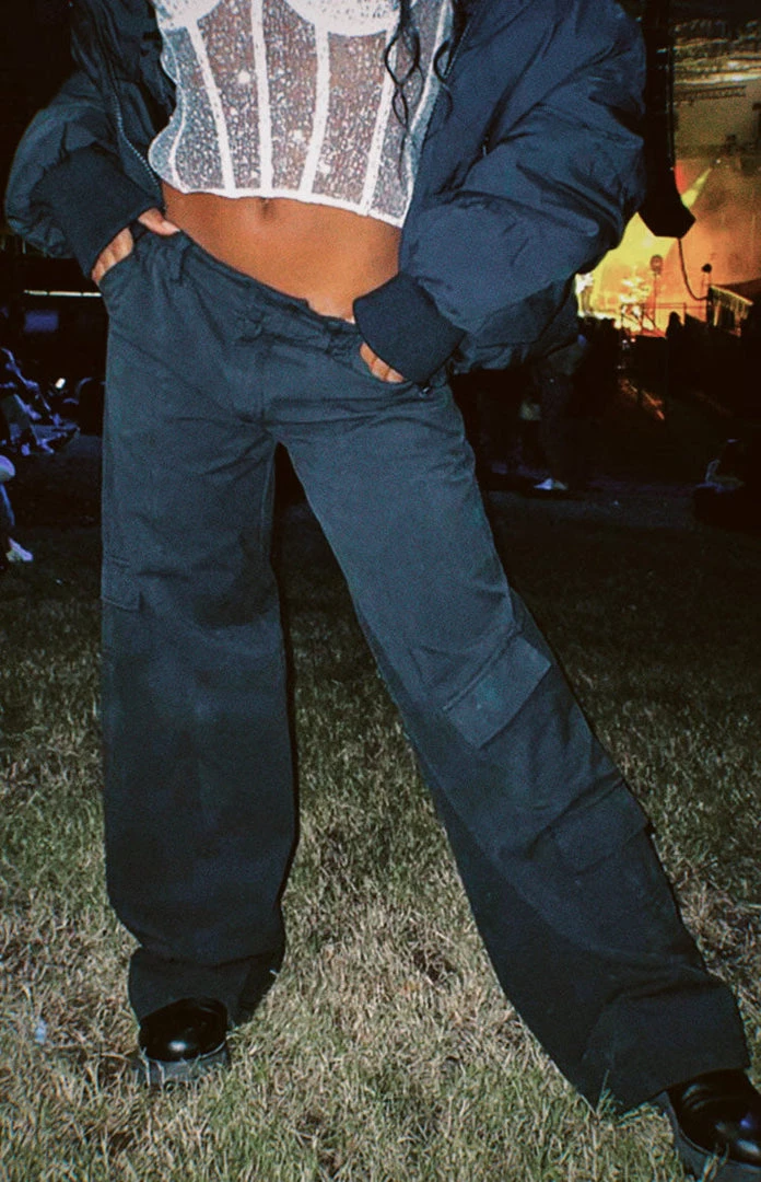 Beginning Boutique Millie Black Low Rise Cargo Trousers New 8 Beginning Boutique Millie Black Low Rise Cargo Trousers New