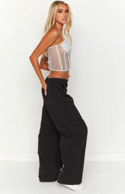 Beginning Boutique Millie Black Low Rise Cargo Trousers New 11 Beginning Boutique Millie Black Low Rise Cargo Trousers New