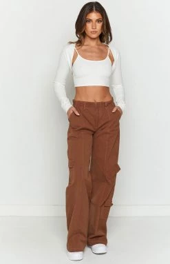 Beginning Boutique Millie Brown Low Rise Cargo Trousers New