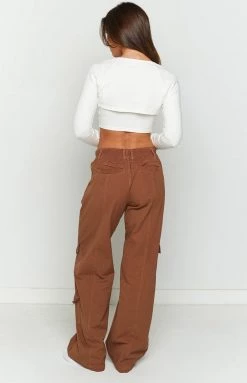 Beginning Boutique Millie Brown Low Rise Cargo Trousers New