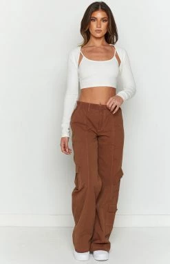 Beginning Boutique Millie Brown Low Rise Cargo Trousers New