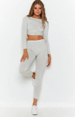 Beginning Boutique Two Piece Sets Mina Jersey Lounge Two Piece Set Grey