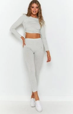Beginning Boutique Two Piece Sets Mina Jersey Lounge Two Piece Set Grey
