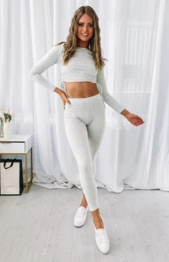 Beginning Boutique Two Piece Sets Mina Jersey Lounge Two Piece Set Grey