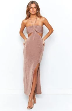 BB Exclusive Miranda Brown Midi Dress Dresses