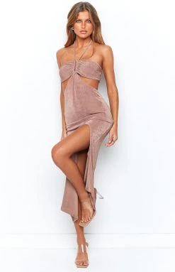 BB Exclusive Miranda Brown Midi Dress Dresses