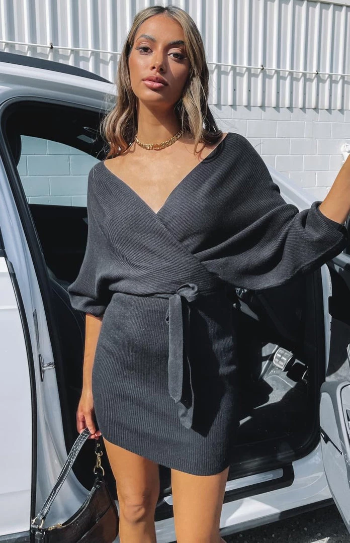 BB Exclusive Molly Wrap Knit Dress Black Dresses 2 BB Exclusive Molly Wrap Knit Dress Black Dresses