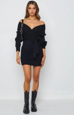 BB Exclusive Molly Wrap Knit Dress Black Dresses 10 BB Exclusive Molly Wrap Knit Dress Black Dresses