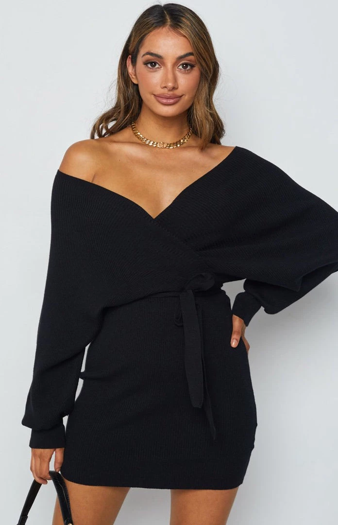 BB Exclusive Molly Wrap Knit Dress Black Dresses 4 BB Exclusive Molly Wrap Knit Dress Black Dresses