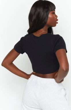 Beginning Boutique Tops Monica Crop Tee Black