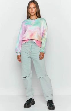 Beginning Boutique Outerwear Monique Tie Dye Sweater Rainbow