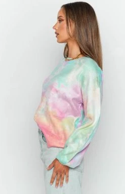 Beginning Boutique Outerwear Monique Tie Dye Sweater Rainbow