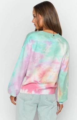 Beginning Boutique Outerwear Monique Tie Dye Sweater Rainbow