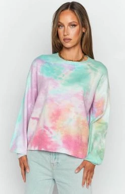 Beginning Boutique Outerwear Monique Tie Dye Sweater Rainbow