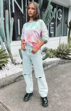 Beginning Boutique Outerwear Monique Tie Dye Sweater Rainbow