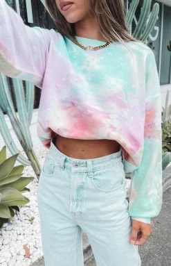 Beginning Boutique Outerwear Monique Tie Dye Sweater Rainbow