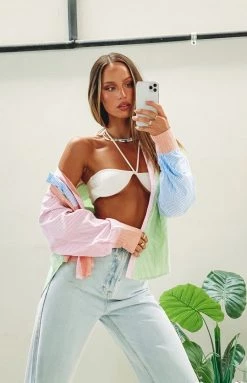 Beginning Boutique Tops Moreton Striped Shirt Orange 17 Beginning Boutique Tops Moreton Striped Shirt Orange